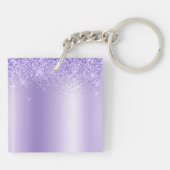 Moderne fashionable Monogram Paarse Glitter Lashes Sleutelhanger (Achterkant)