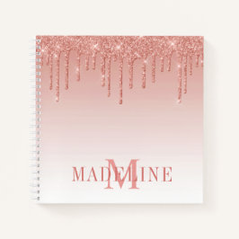 Moderne, fashionable Roos Gold Glitter Monogram Notitieboek