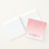 Moderne, fashionable Roze Blush Glitter Monogram Notitieboek (Binnen)