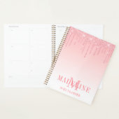 Moderne, fashionable Roze Blush Glitter Monogram Planner (Display)