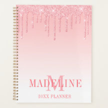 Moderne, fashionable Roze Blush Glitter Monogram