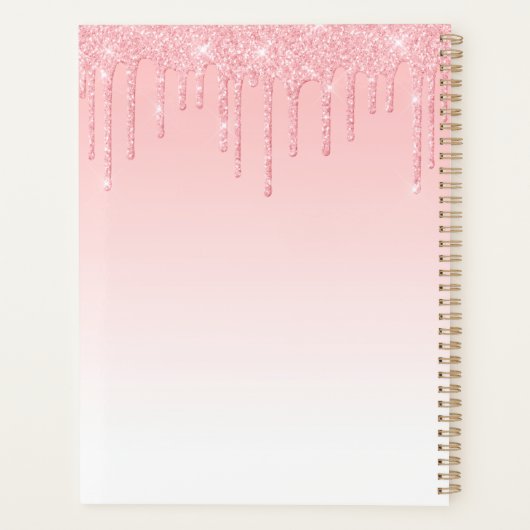 Moderne, fashionable Roze Blush Glitter Monogram Planner (Achterkant)