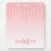 Moderne, fashionable Roze Blush Monogram Glitter Muismat (Voorkant)