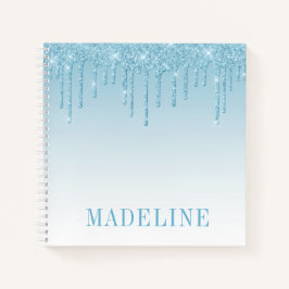 Moderne, fashionable Trendy Light Blue Glitter Dri Notitieboek