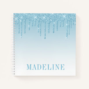 Moderne, fashionable Trendy Light Blue Glitter Dri Notitieboek