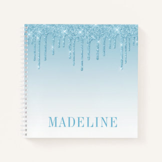 Moderne, fashionable Trendy Light Blue Glitter Dri Notitieboek