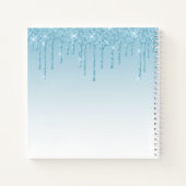 Moderne, fashionable Trendy Light Blue Glitter Dri Notitieboek (Achterkant)