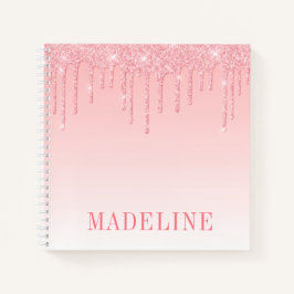 Moderne, fashionable Trendy Pink Blush Glitter Dri Notitieboek