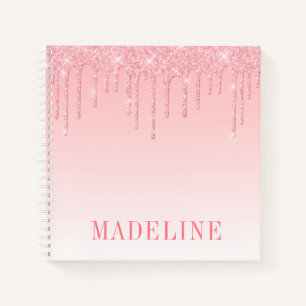 Moderne, fashionable Trendy Pink Blush Glitter Dri Notitieboek