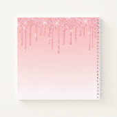 Moderne, fashionable Trendy Pink Blush Glitter Dri Notitieboek (Achterkant)