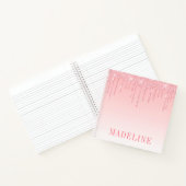 Moderne, fashionable Trendy Pink Blush Glitter Dri Notitieboek (Binnen)