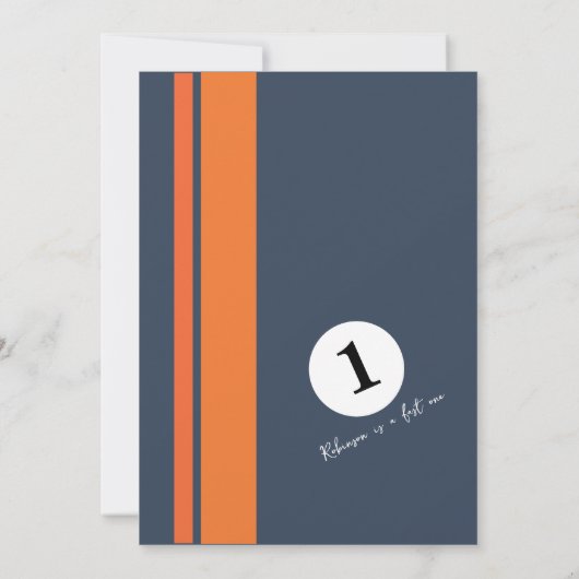 Moderne Fast One Race Auto 1e Verjaardagsfeest Kaart (Achterkant)