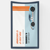 Moderne Fast One Race Car Boy 1e Verjaardag Spandoek (Verticaal)