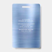 Moderne Faux Blue Metallic Corporate Foto ID Badge (Achterkant)