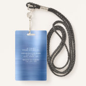 Moderne Faux Blue Metallic Corporate Foto ID Badge (Achterkant met draagriem)