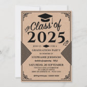 Moderne Faux Craft Art Deco Style Graduation Party Kaart (Voorkant)