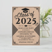 Moderne Faux Craft Art Deco Style Graduation Party Kaart (Staand voorkant)
