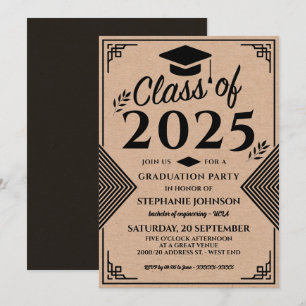 Moderne Faux Craft Art Deco Style Graduation Party Kaart