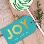 Moderne Faux Folie Joy Naam Kerst Cadeaulabel