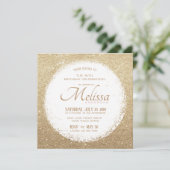 Moderne Faux Glitter Goud en Witte Verjaardag Uitn Kaart (Staand voorkant)