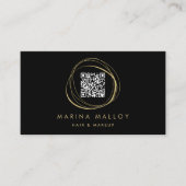 Moderne Faux Gold Abstracte Cirkel QR Code Visitekaartje (Voorkant)
