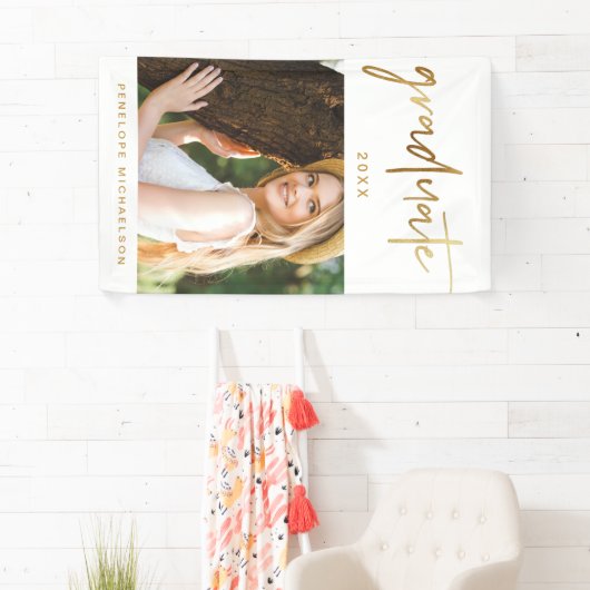 Moderne Faux Gold Afstuderen scriptfoto Spandoek (Insitu)