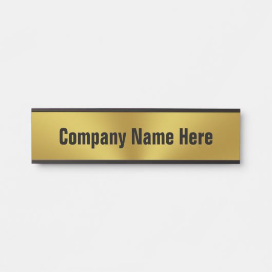 Moderne Faux Gold Black Text Business Kantoor Deurbordje (Voorkant)