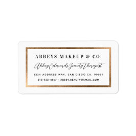 Moderne Faux Gold Border Business Label Stickers