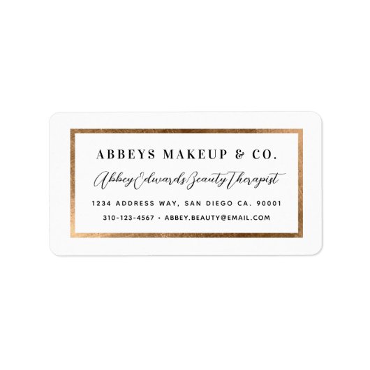 Moderne Faux Gold Border Business Label Stickers (Voorkant)