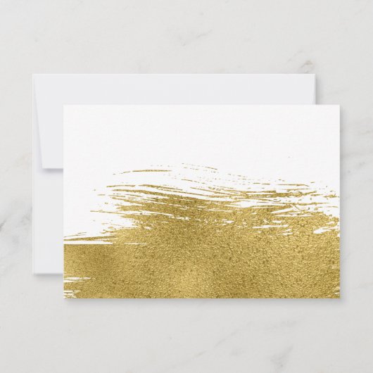 Moderne Faux Gold Brushstroke Wedding RSVP Kaart (Achterkant)