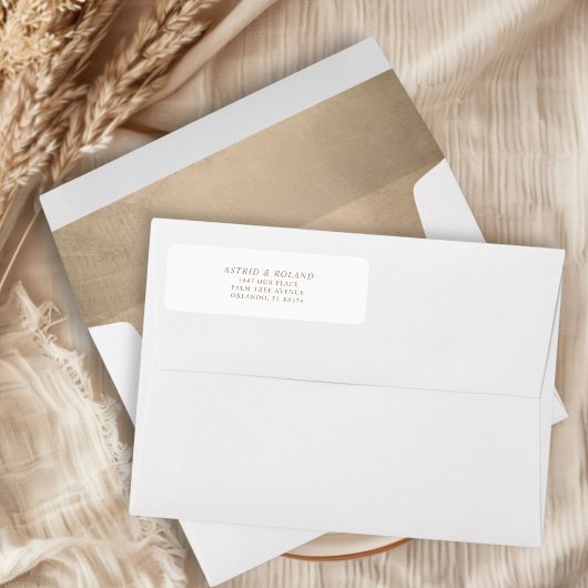 Moderne Faux Gold Calligraphy Trouwadres Etiket