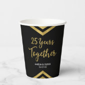 Moderne Faux Gold Chevron 25e Jubileum Partij Papieren Bekers (Achterkant)
