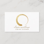 Moderne Faux Gold Circle Logo Sieraden Designer Visitekaartje (Voorkant)