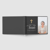 Moderne Faux Gold Cross Memorial begrafenis Gastenboek (Volledig)