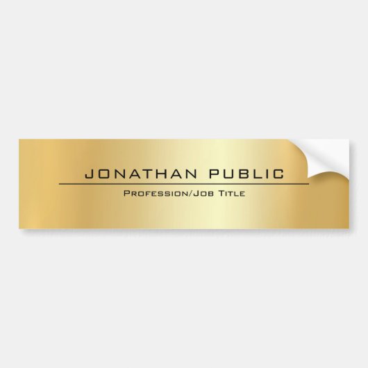Moderne Faux Gold Elegant Simple Design Sjabloon Bumpersticker (Voorkant)