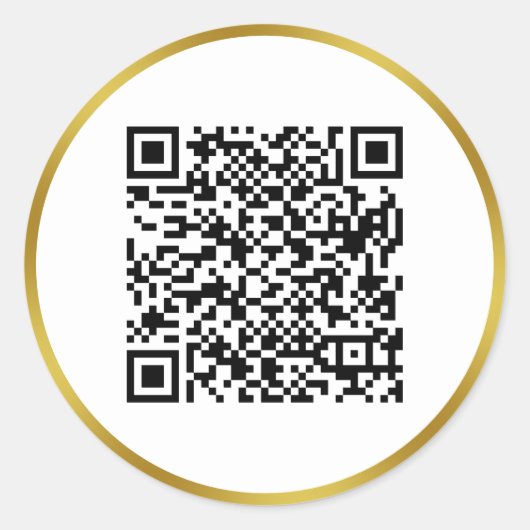 Moderne Faux Gold- en witte QR-code Ronde Sticker (Voorkant)