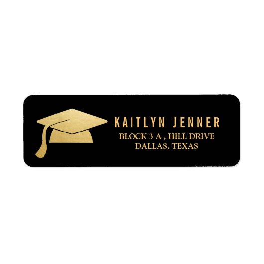 Moderne Faux Gold Foil Afstuderen Pet Eenvoudig Ca Etiket (Voorkant)
