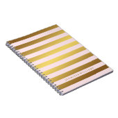 Moderne Faux Gold Foil en roze Stripes Notitieboek (Rechterzijde)