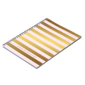 Moderne Faux Gold Foil en roze Stripes Notitieboek (Linkerzijde)