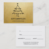 Moderne Faux Gold Foil kerstcadeaubon Kortingskaartje (Voorkant / Achterkant)