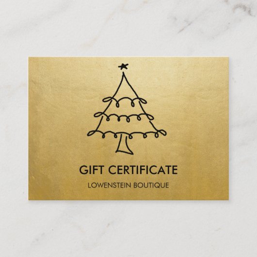 Moderne Faux Gold Foil kerstcadeaubon Kortingskaartje (Voorkant)