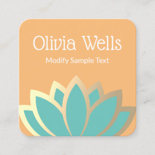 Moderne Faux Gold Foil Lotus Flower Square Busines Vierkante Visitekaartje