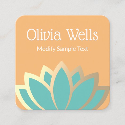 Moderne Faux Gold Foil Lotus Flower Square Busines Vierkante Visitekaartje (Voorkant)