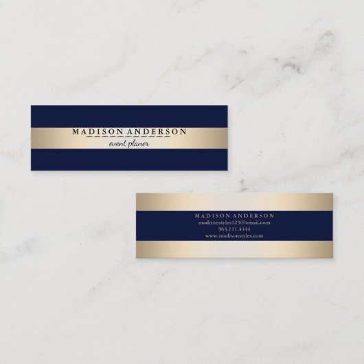 Moderne Faux Gold Foil striped Mini Visitekaartje (Voorkant / Achterkant)