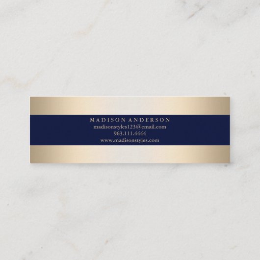 Moderne Faux Gold Foil striped Mini Visitekaartje (Achterkant)