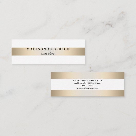 Moderne Faux Gold Foil striped Mini Visitekaartje (Voorkant / Achterkant)