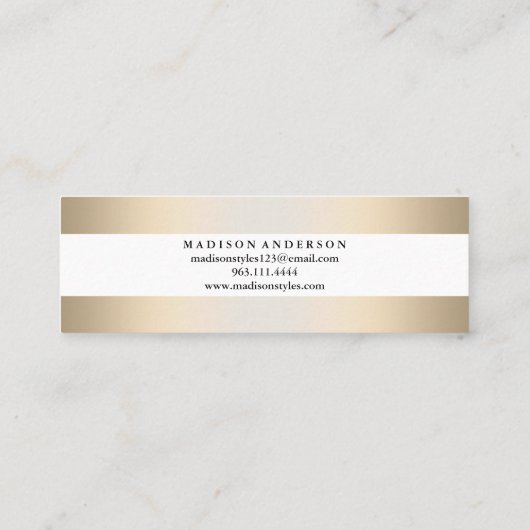 Moderne Faux Gold Foil striped Mini Visitekaartje (Achterkant)