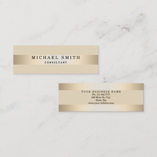 Moderne Faux Gold Foil striped Mini Visitekaartje (Voorkant / Achterkant)