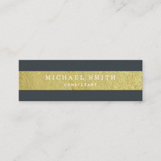 Moderne Faux Gold Foil striped Mini Visitekaartje (Voorkant)