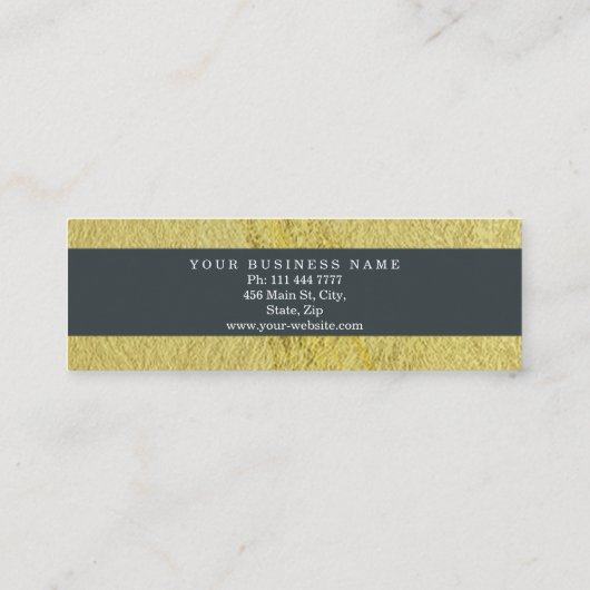 Moderne Faux Gold Foil striped Mini Visitekaartje (Achterkant)